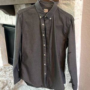 J CREW MENS HEATHER DARK GREY LONG SLEEVE CASUAL BUTTON DOWN SIZE MEDIUM